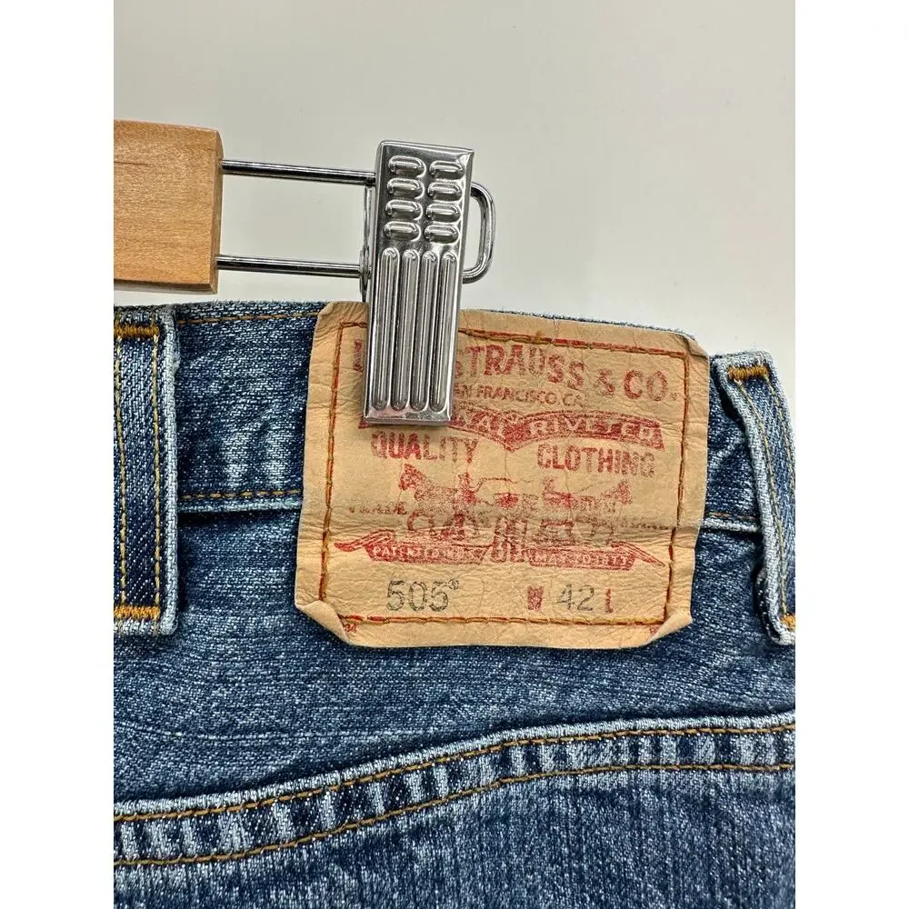 Levi's Red Tab 505 Men's Medium Wash Denim Jean Shorts Size 42 Dad Shorts Casual